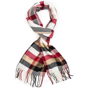 Men and Womend White-red Plaid Winter Cashmer Scarf Soft Luxurious Plum Feathers